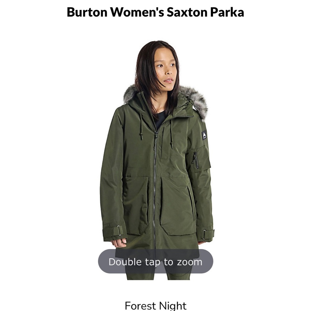 Burton Saxton Parka with floral print lining.